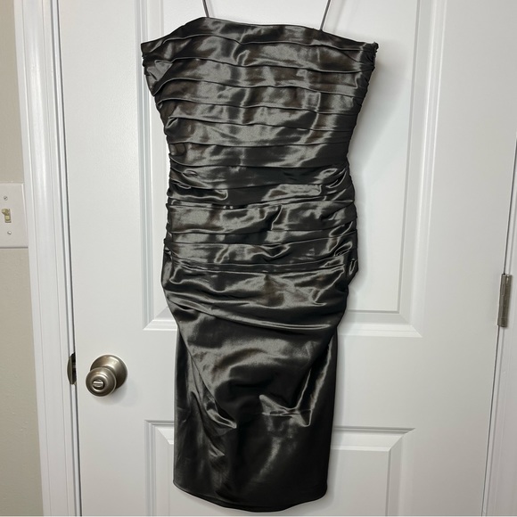 Ralph Lauren Black Label Y2K Vintage Corset Silk Mini Strapless Dress Sz 4 Gray - Picture 1 of 13